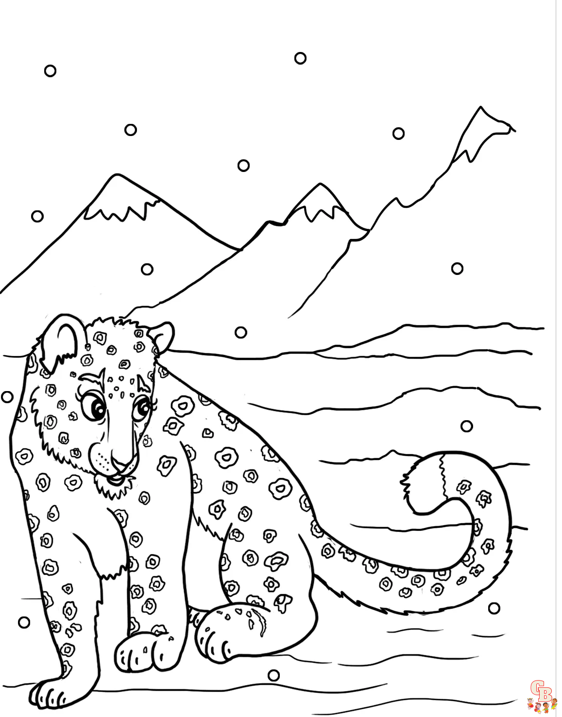 snow leopard coloring pages 3