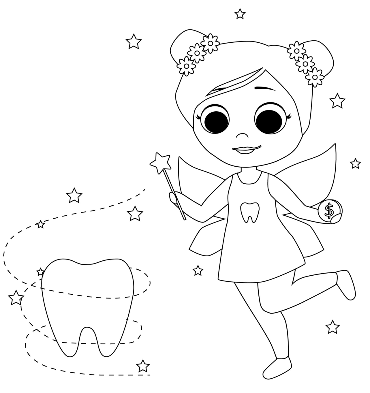 tooth fairy coloring pages 2