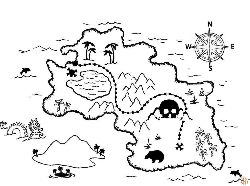 mappa del tesoro disegni da colorare 1