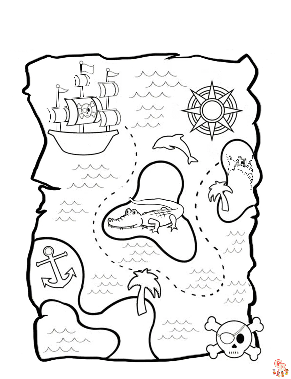 mappa del tesoro disegni da colorare 2