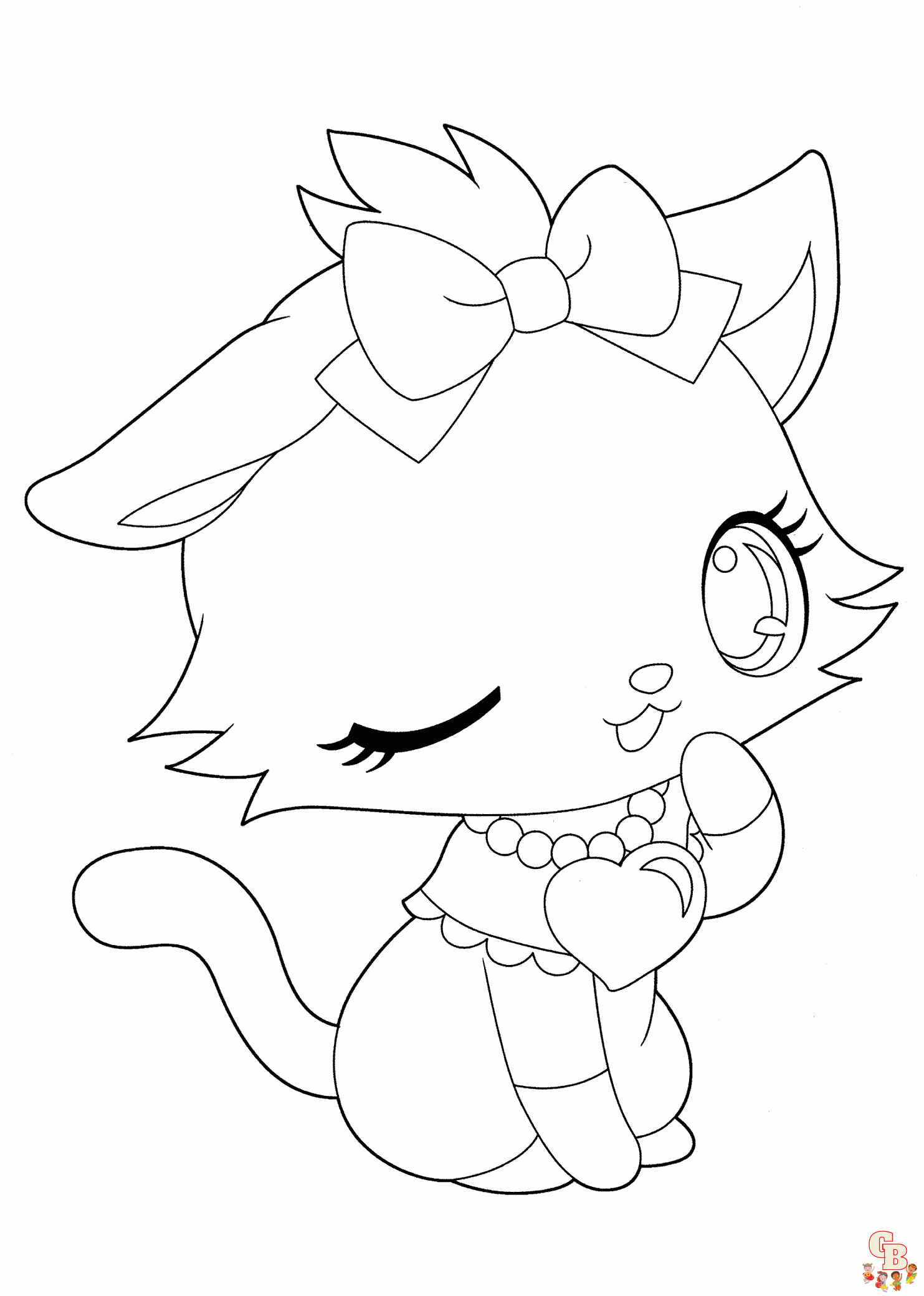 Coloring Page with Cat. Drawing Kids Game. Printable Activity