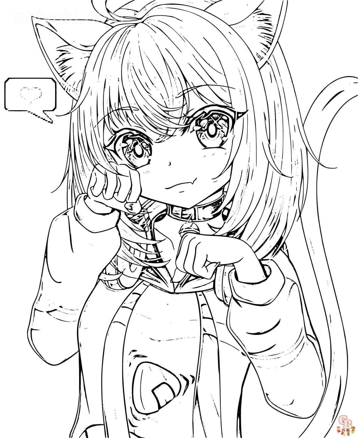 Coloring Pages  Free Anime Coloring Pages Anime Wolf Girl Coloring Pages