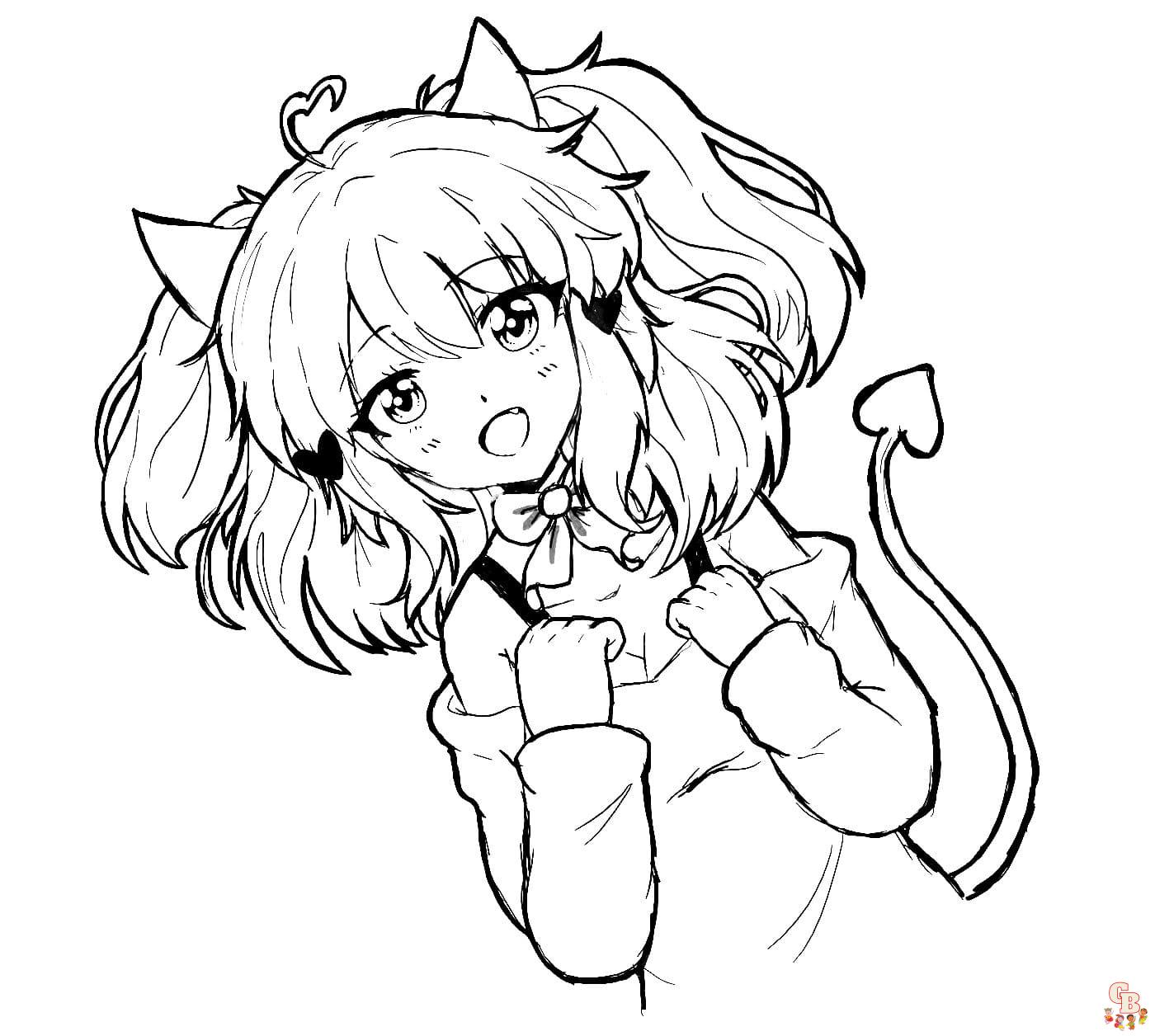 Desenho de Gato de Anime para colorir  Desenhos para colorir e imprimir  gratis