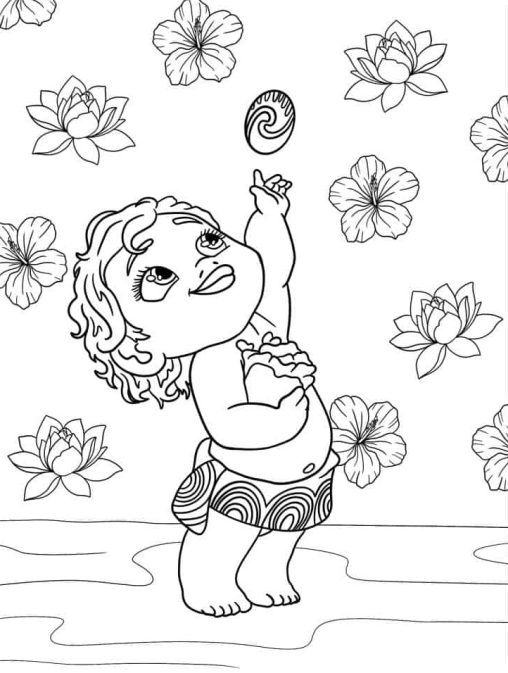 Explora La Alegría De Colorear Con El Bebé Moana Dibujos Para Colorear 9745