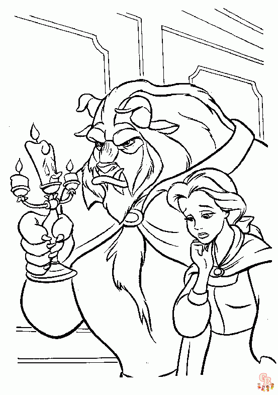 Belle And Lumiere coloring pages 1