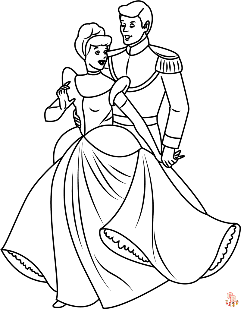 Desenho de Princesa e príncipe no baile para Colorir - Colorir.com