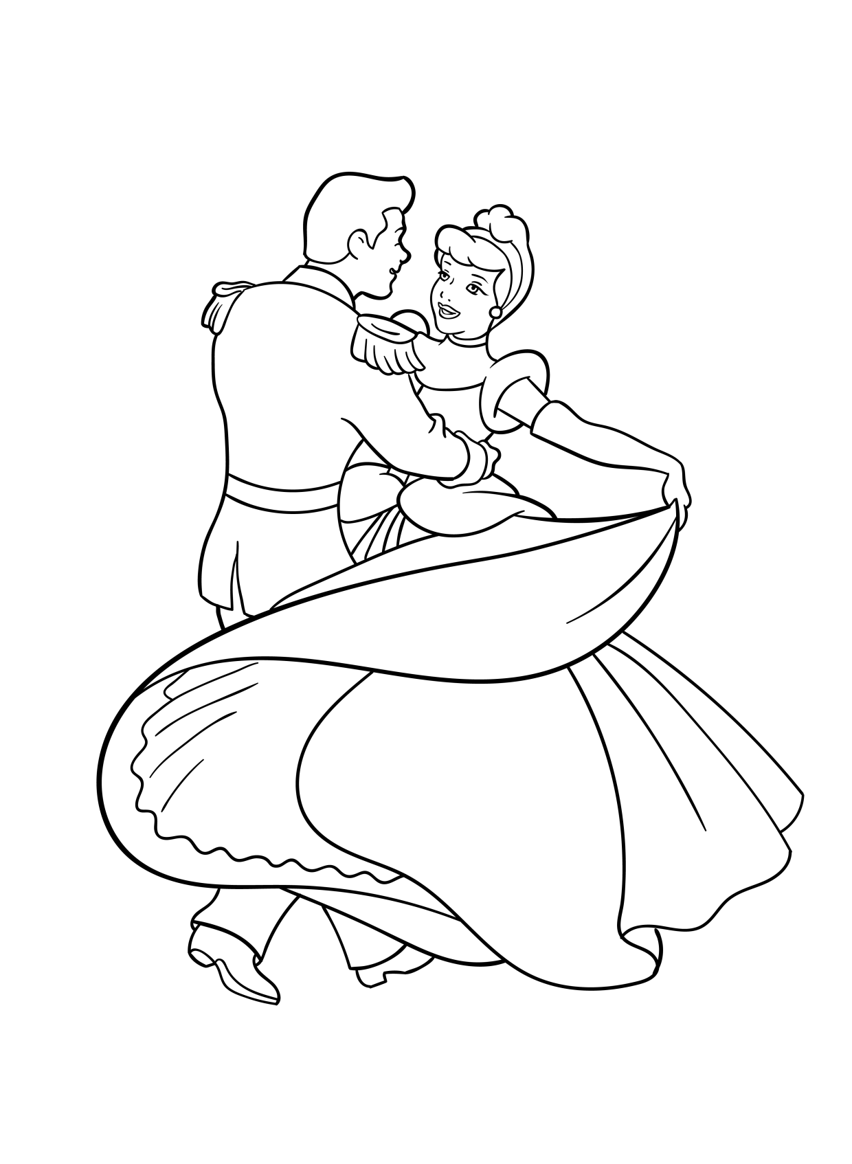 Cinderella with Prince Charming Coloring Pages: Printable to Print!