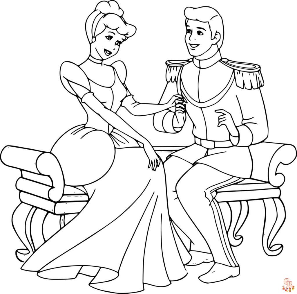 Cinderella with Prince Charming Coloring Pages 6