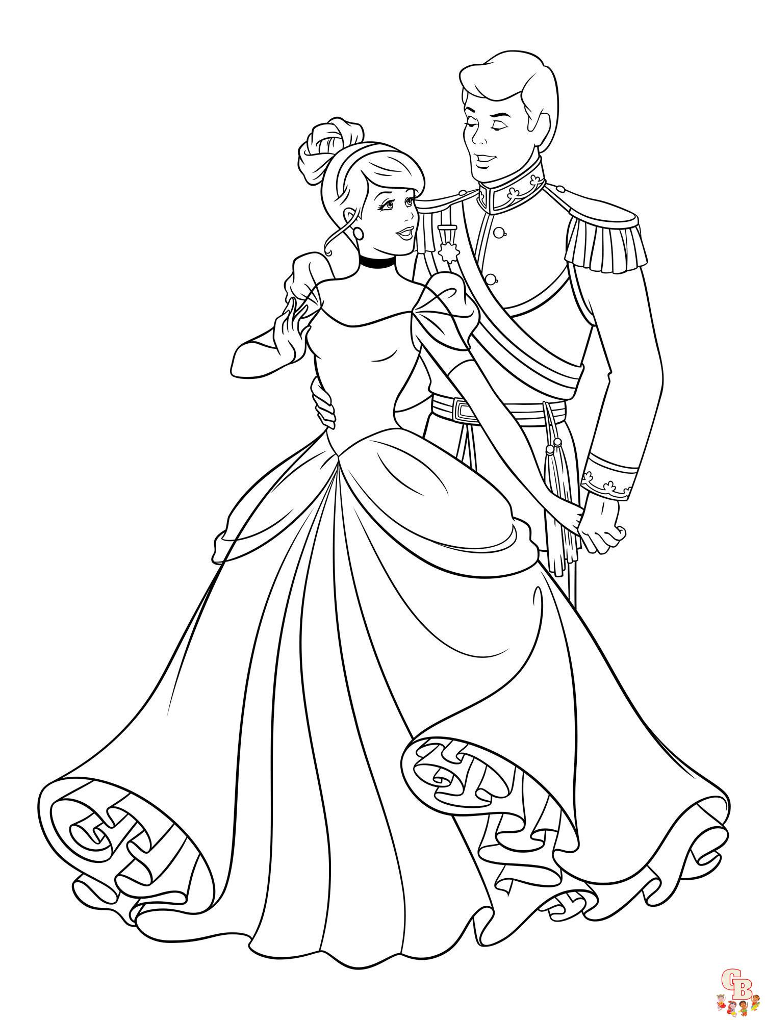 Cinderella dengan Halaman Mewarna Prince Charming 8