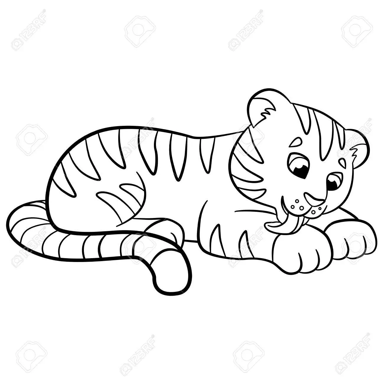 Раскраски двух тигрят для детей