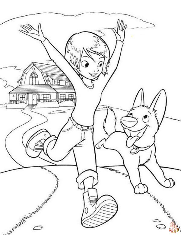 Cute Bolt and Penny Coloring Pages 1