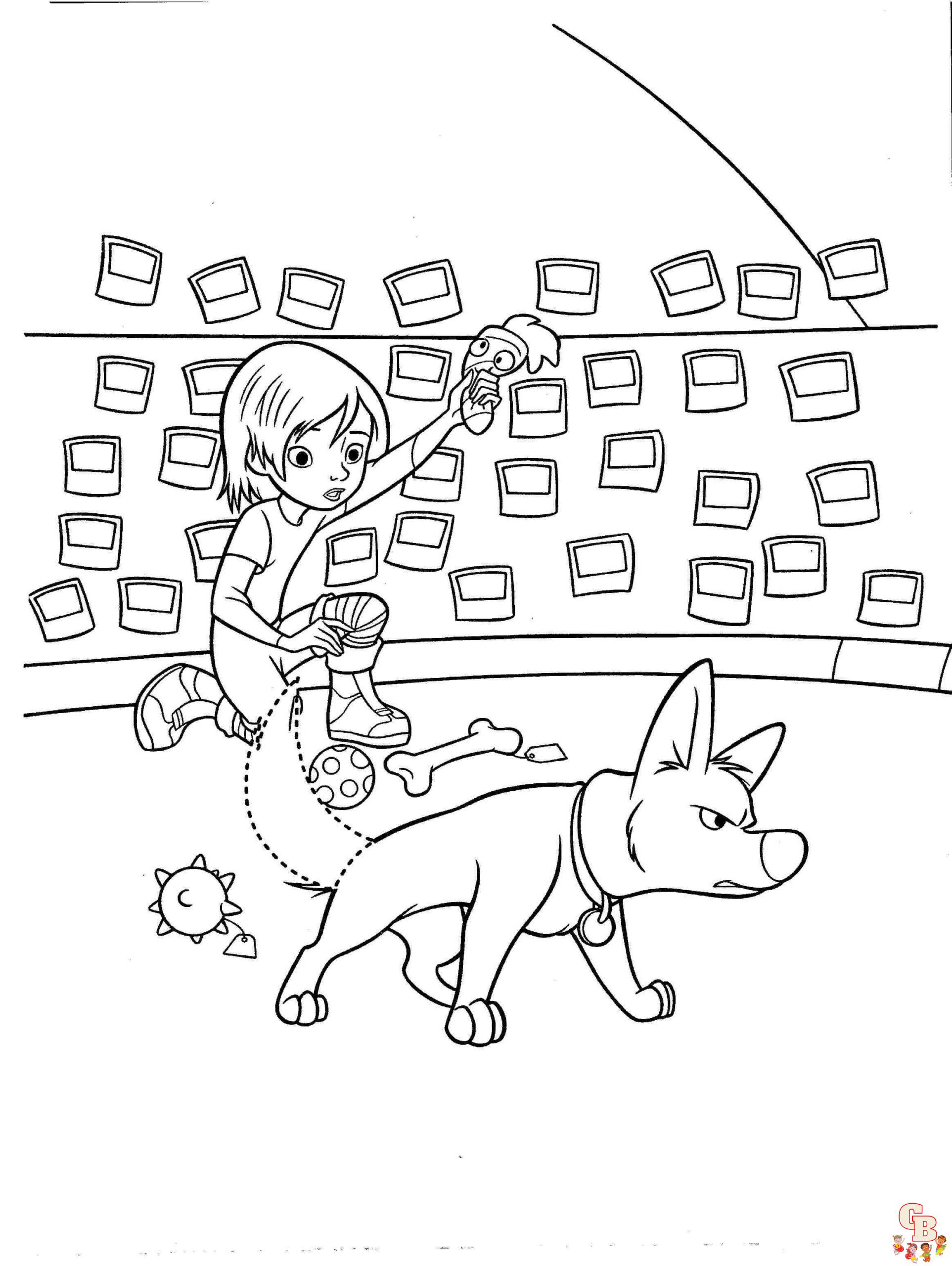 Cute Bolt and Penny Coloring Pages 2