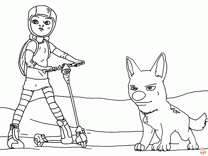 Cute Bolt and Penny Coloring Pages 4
