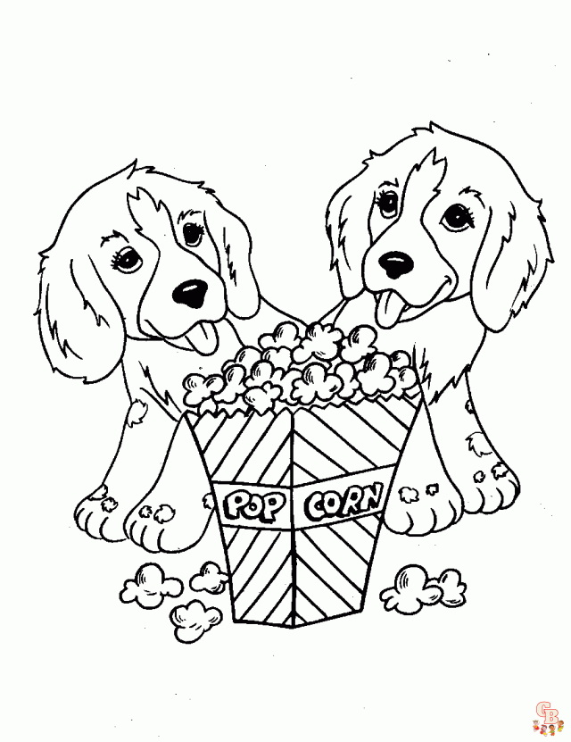 Cute Couple Puppies Coloring Pages 2