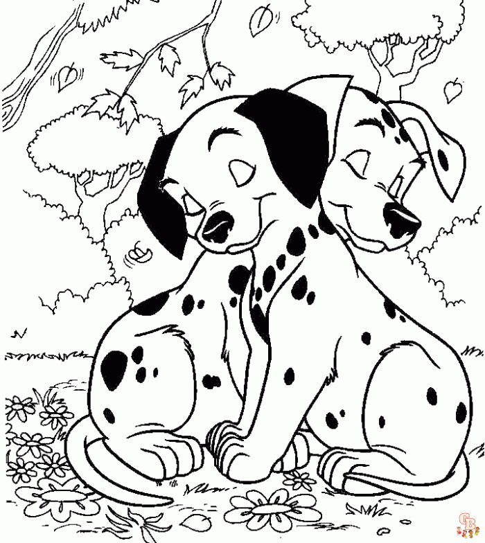 Cute Couple Puppies Coloring Pages 3