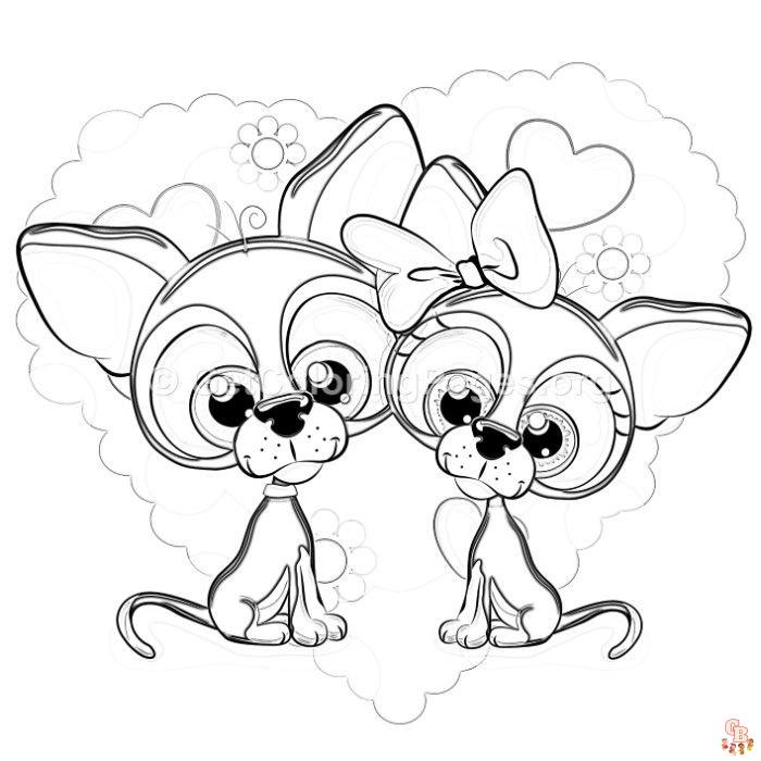 Cute Couple Puppies Coloring Pages 3