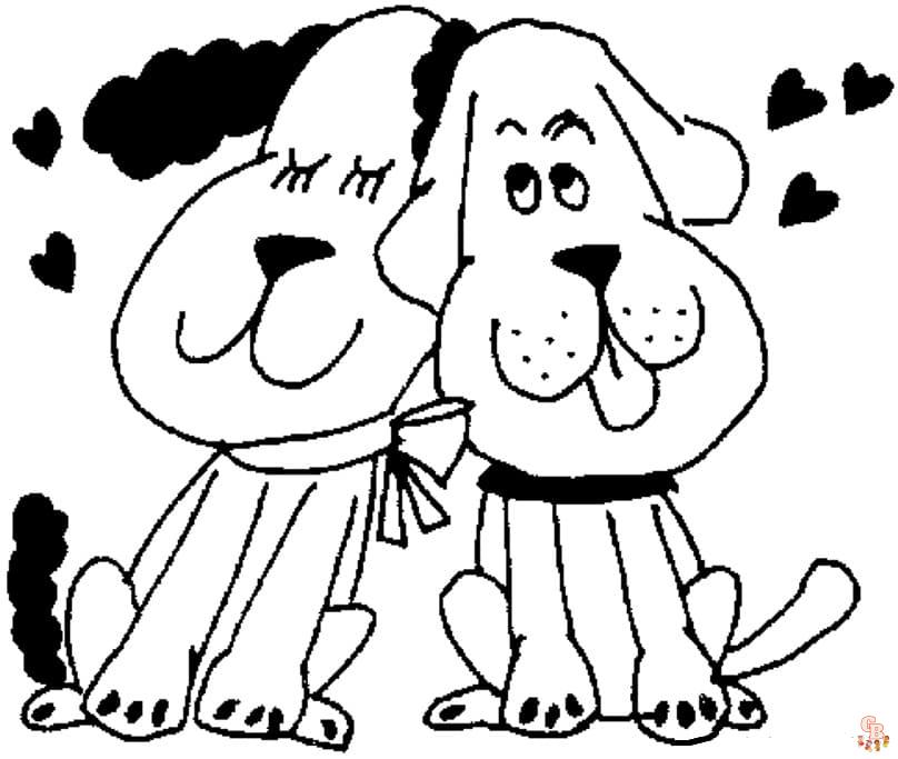 Cute Couple Puppies Coloring Pages 6