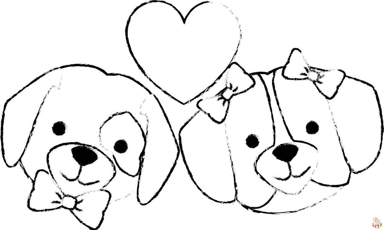 Cute Couple Puppies Coloring Pages 7