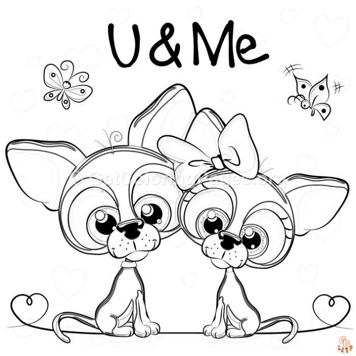 Cute Couple Puppies Coloring Pages 8
