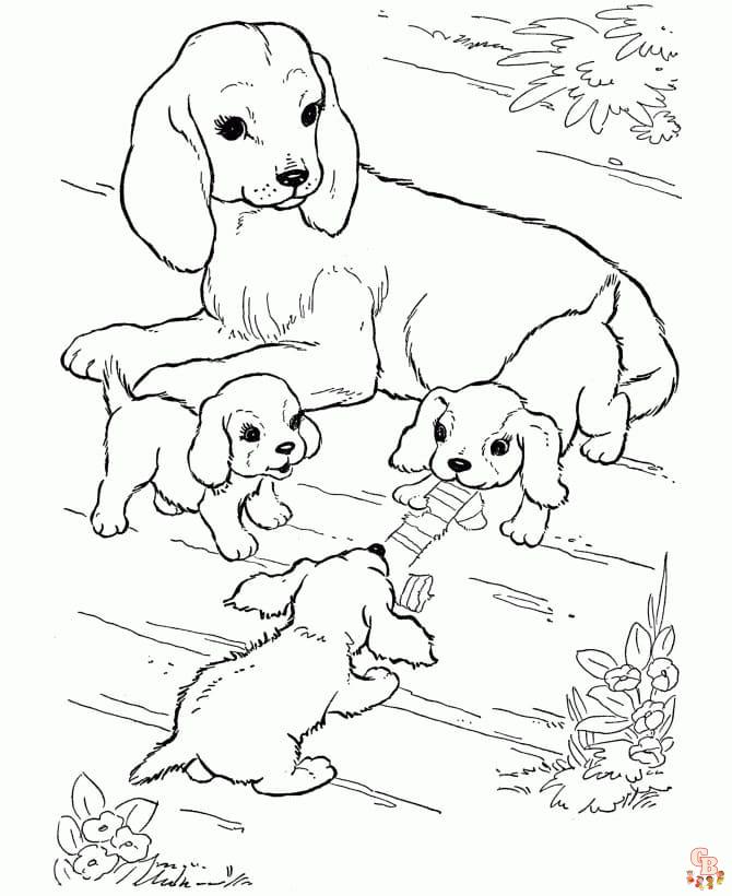 Cute Couple Puppies Coloring Pages 9