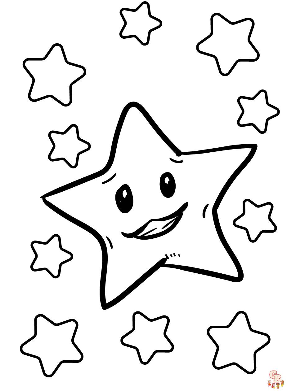 Cute Stars coloring pages free 1