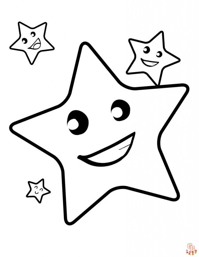 Cute Stars coloring pages printable free