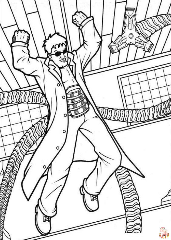 Dr. Octopus Robbing The Bank Coloring Pages 1