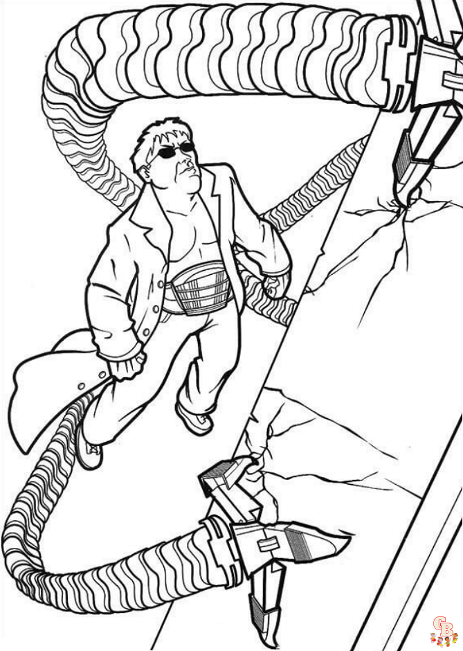 Dr. Octopus Robbing The Bank Coloring Pages 2