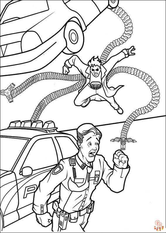 Dr. Octopus Robbing The Bank Coloring Pages 5
