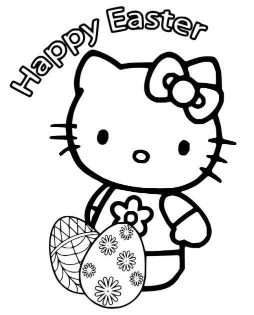 Celebrate Easter with Hello Kitty Free Printable Coloring Pages