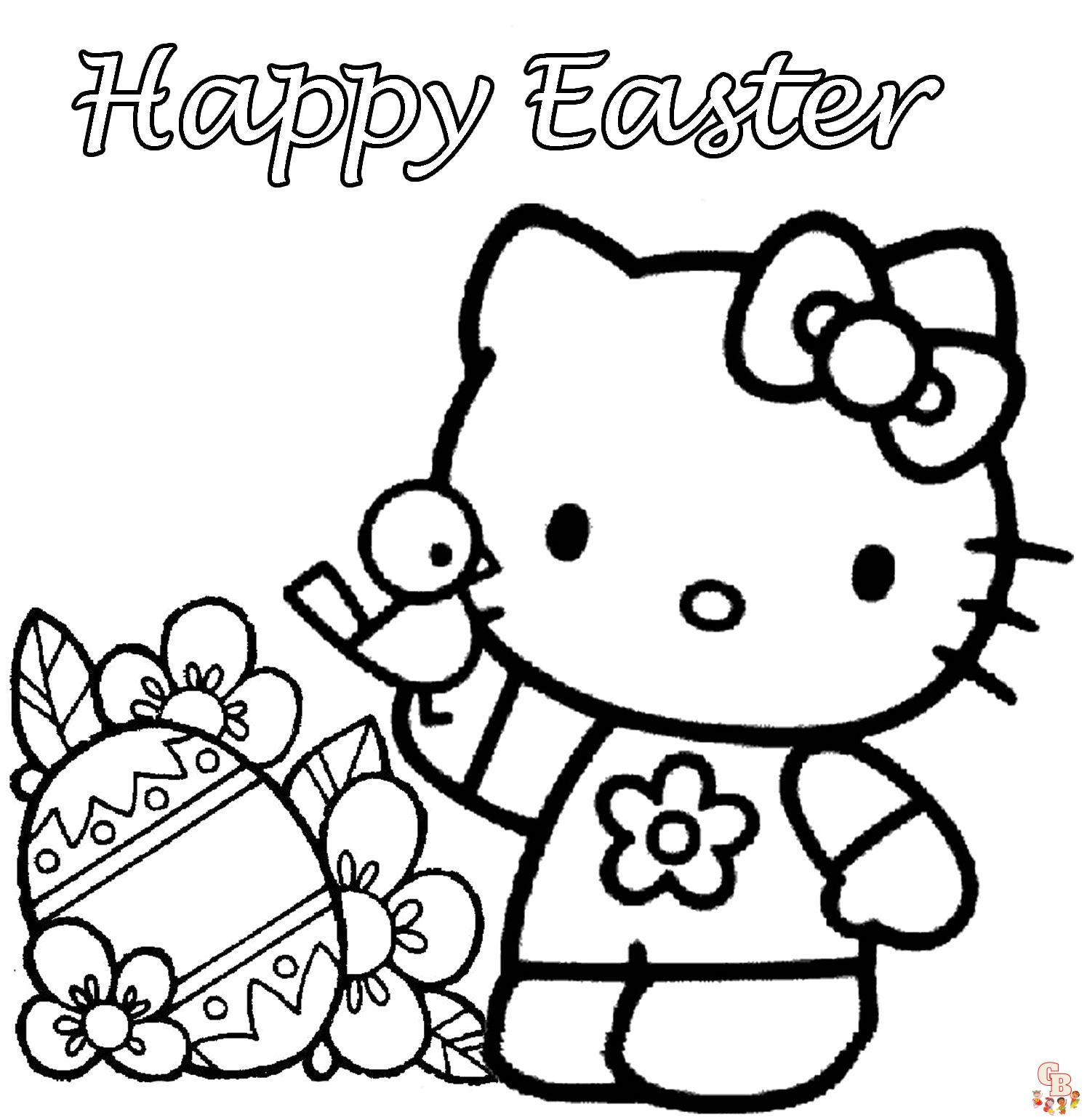 hello kitty happy easter coloring pages