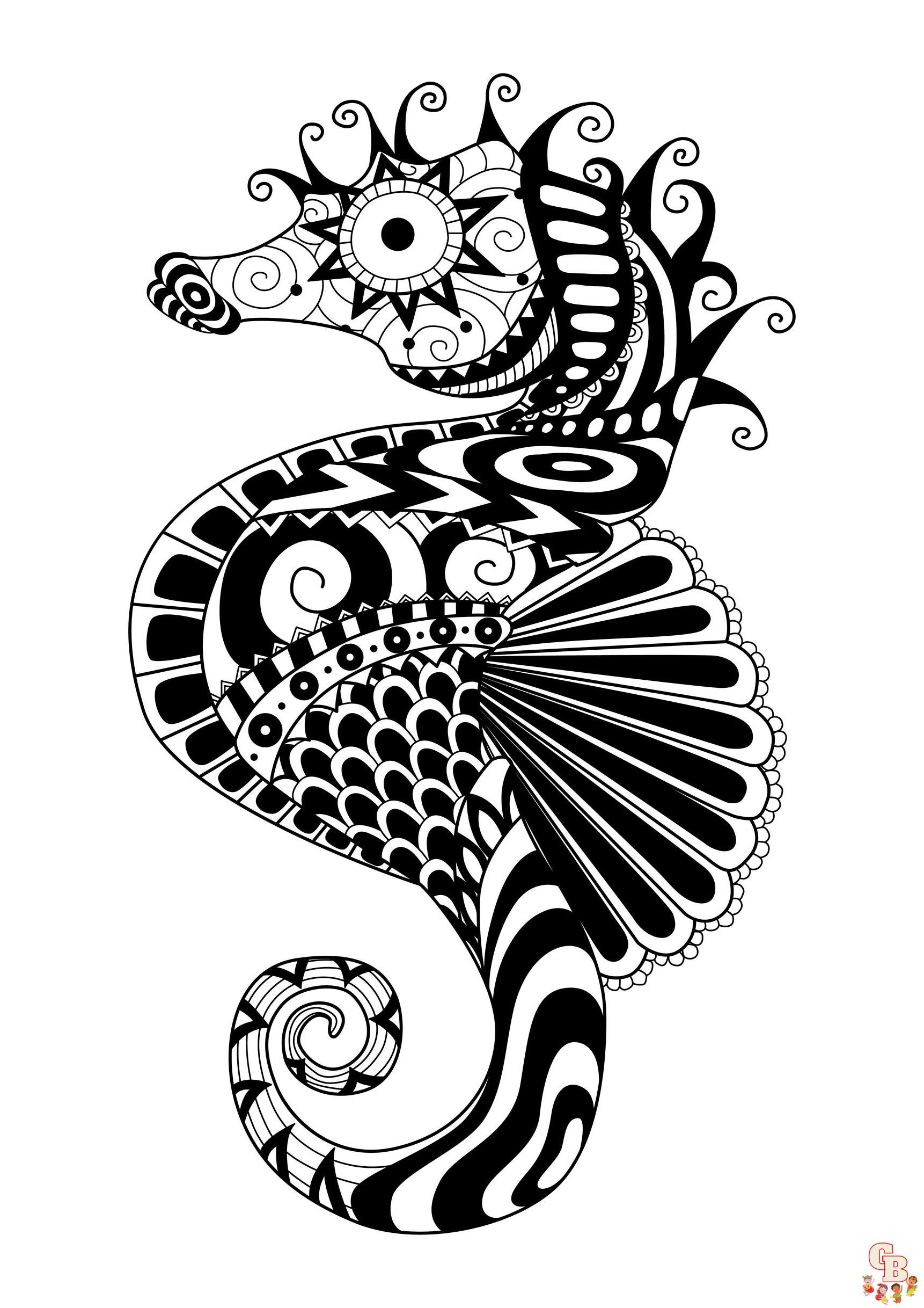 Fairytail Seahorse Coloring Pages
