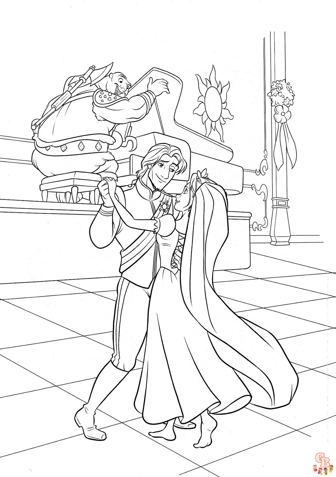 Flynn and Rapunzel Coloring Pages