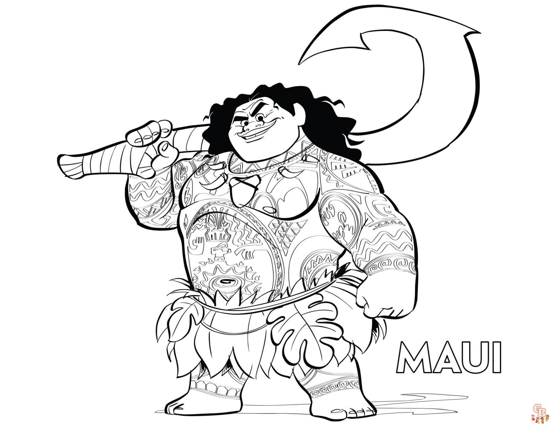 Maui From Moana Coloring Pages: Free Printable Sheets for Kids