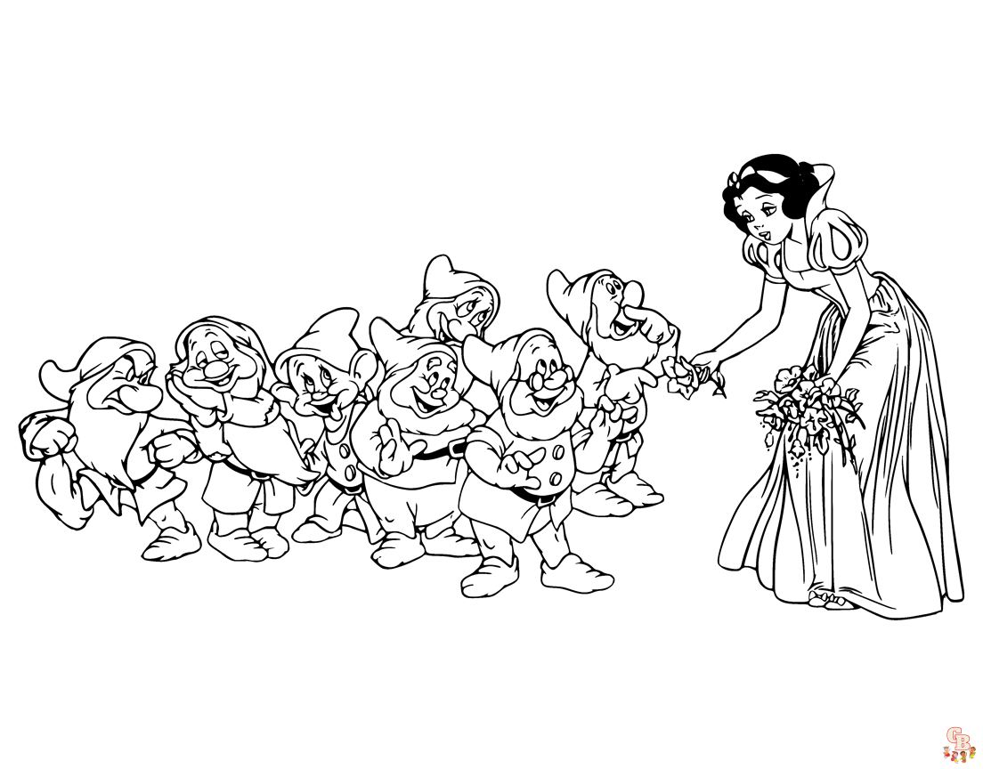 Free Seven Dwarfs In Snow White coloring pages for kids