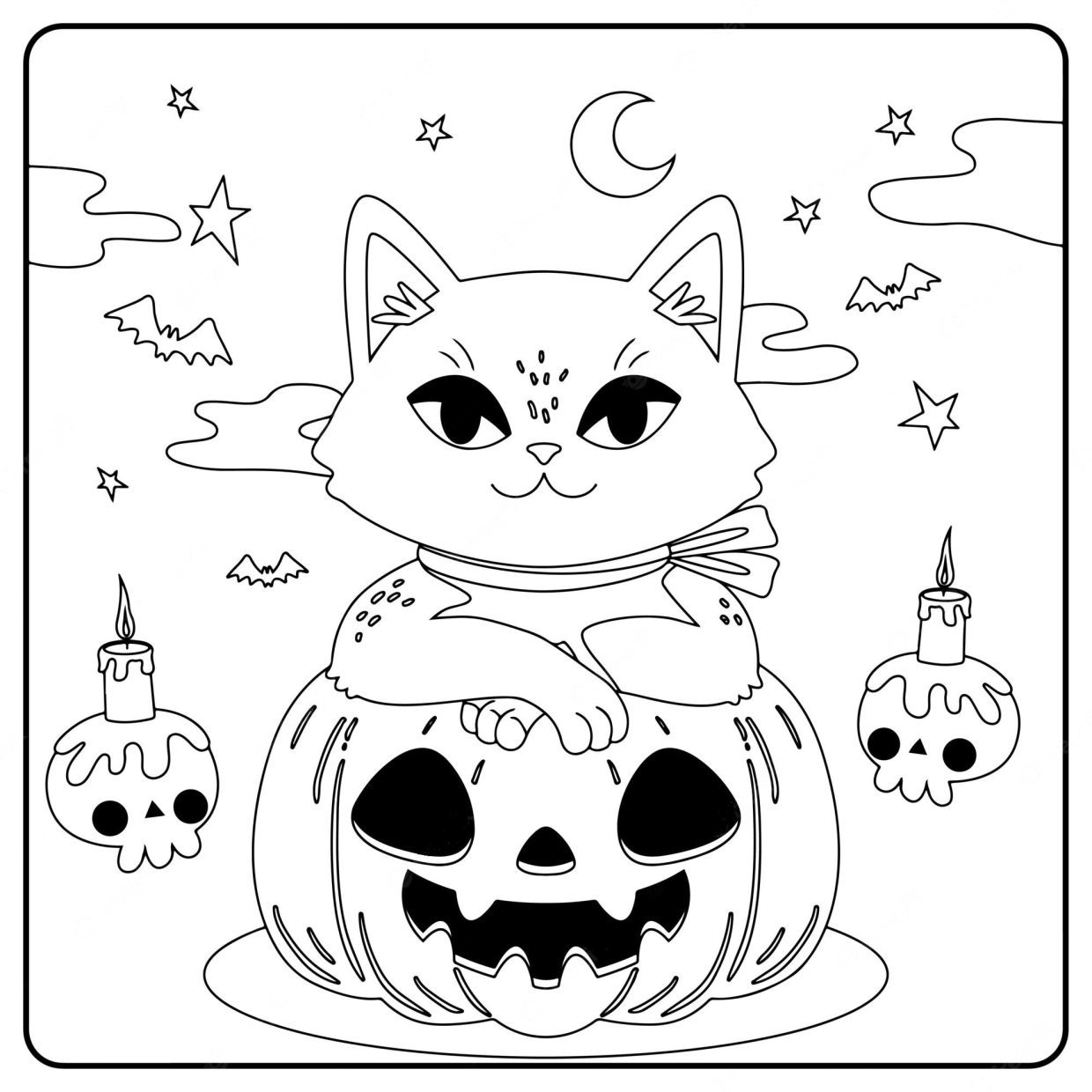 halloween cat drawing for kids