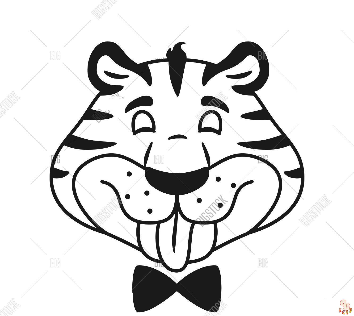 Enjoy Coloring Happy Face Tiger Coloring Pages with GBcoloring