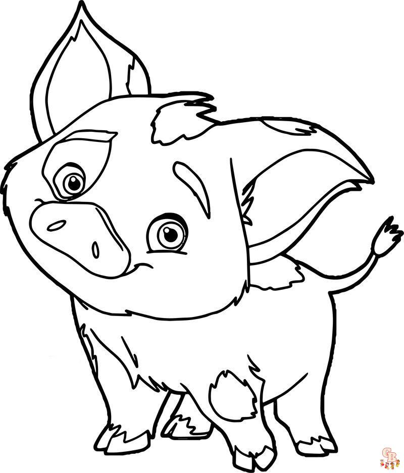 Heihei And Pua coloring pages easy 1