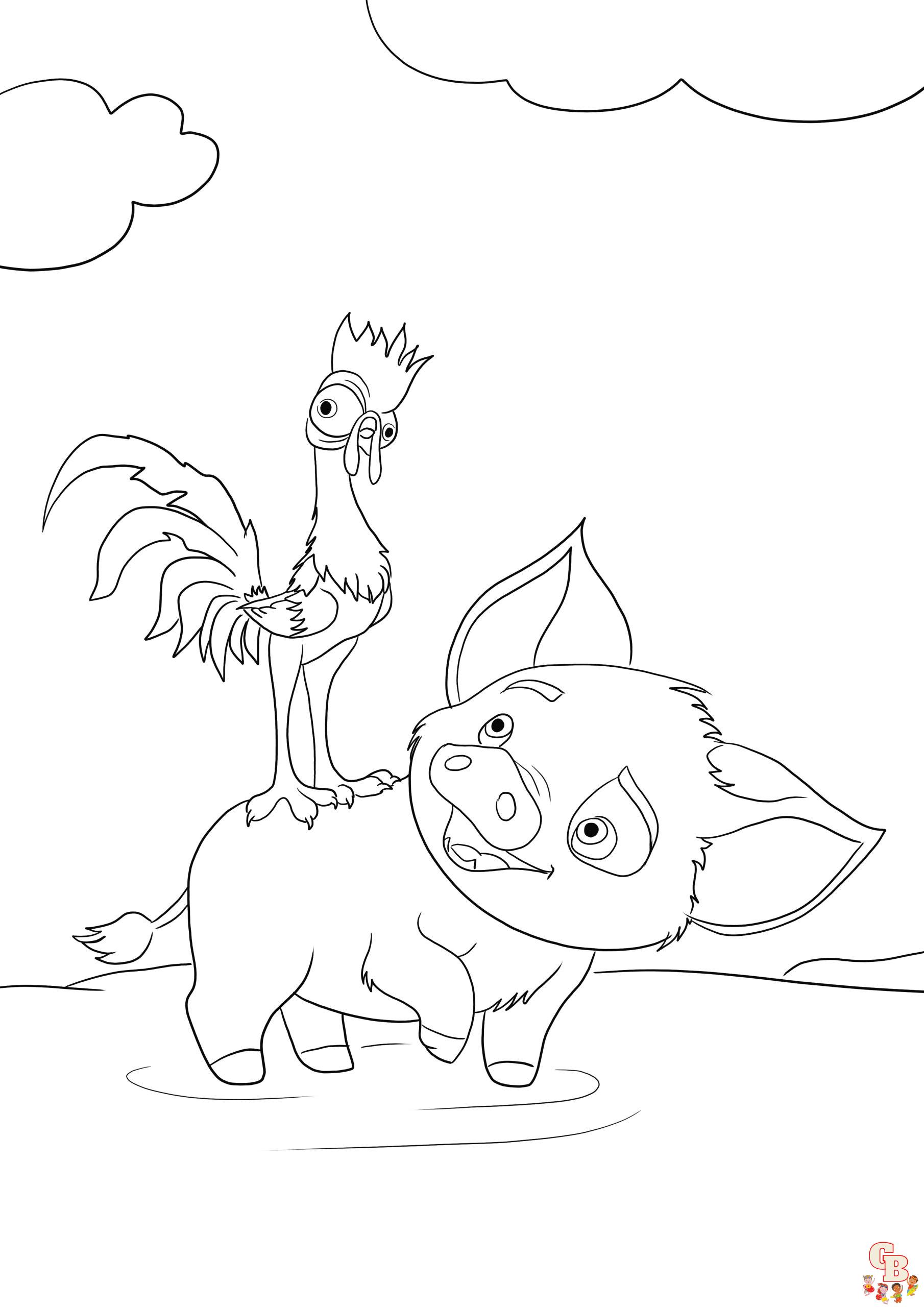 Heihei And Pua coloring pages printable 2