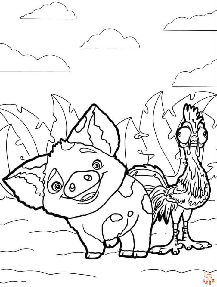 Heihei And Pua coloring pages