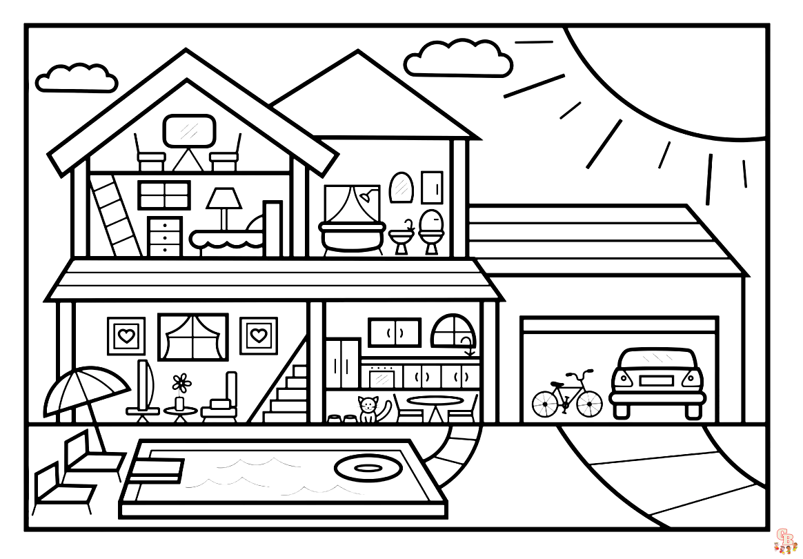 Inside House Coloring Pages: Fun and Free Printable Sheets for Kids