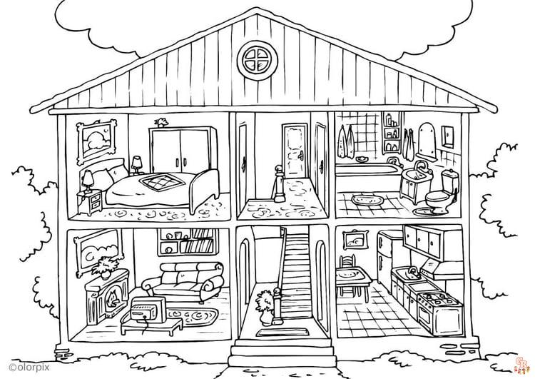Inside House Coloring Pages 4
