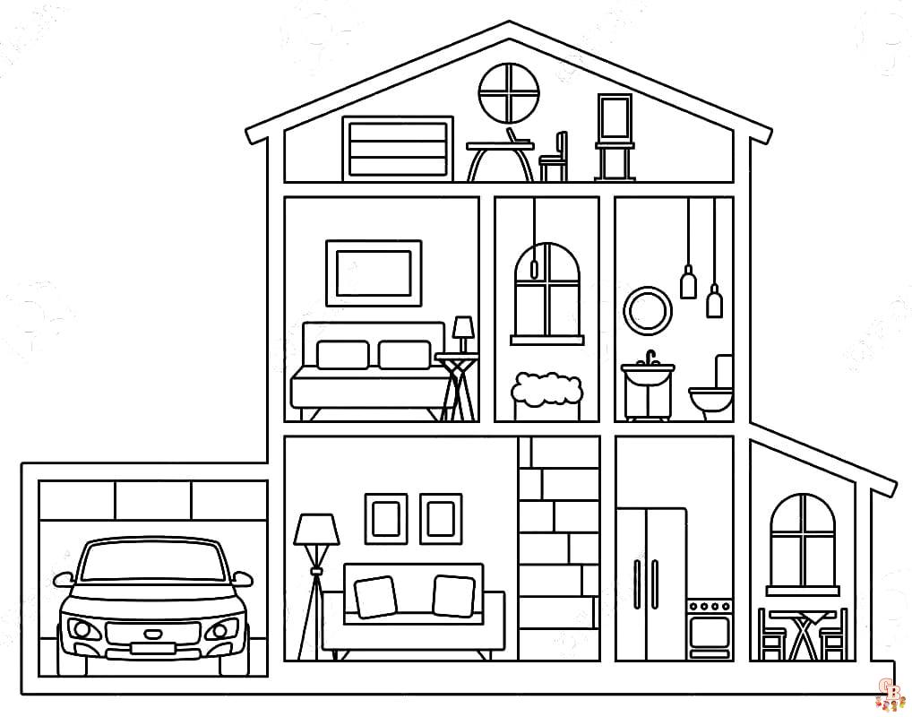 Doll House Coloring Pages for Kids