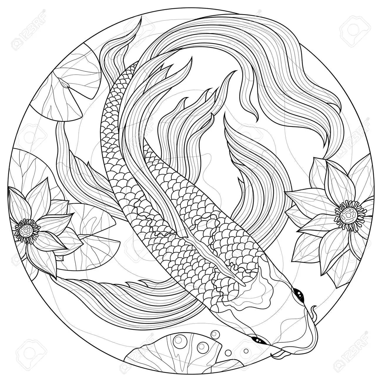 Koi Fish Coloring Pages 1