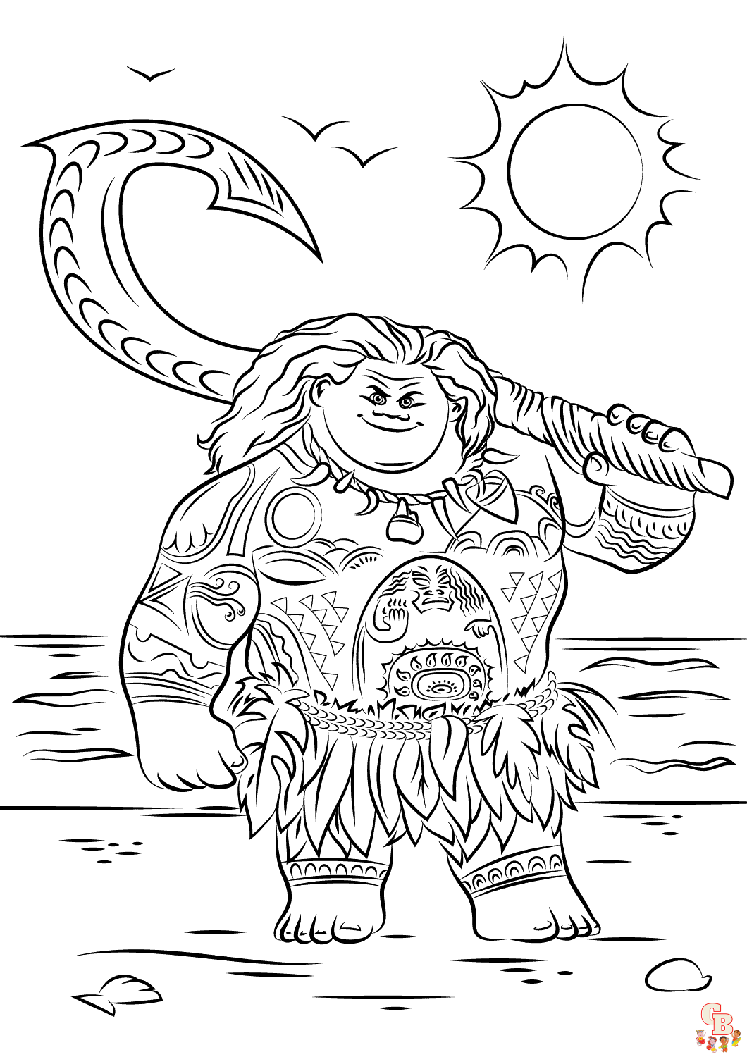 Maui From Moana coloring pages easy