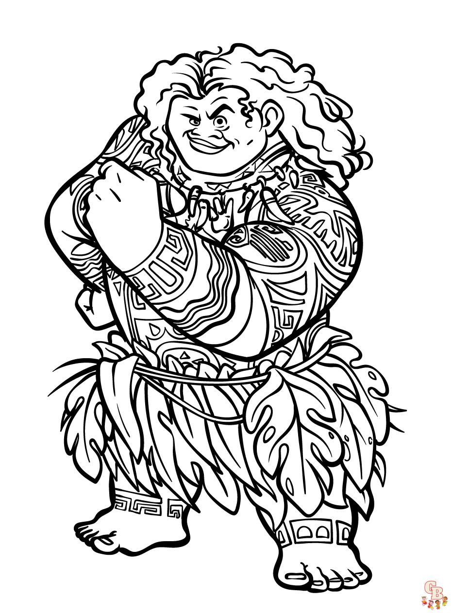 Maui From Moana coloring pages printable free