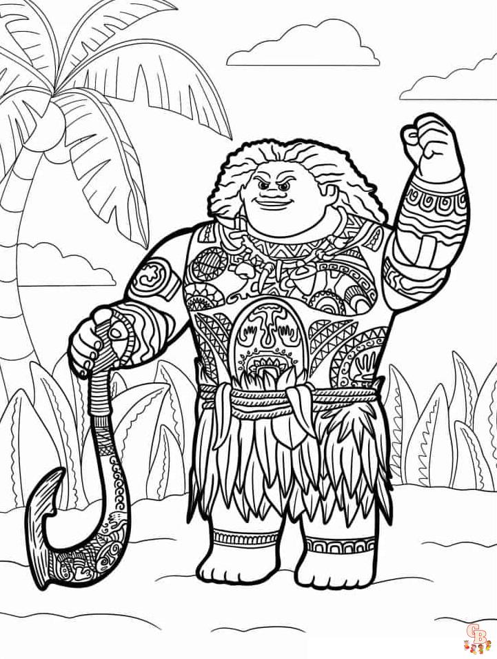 Maui From Moana coloring pages to print