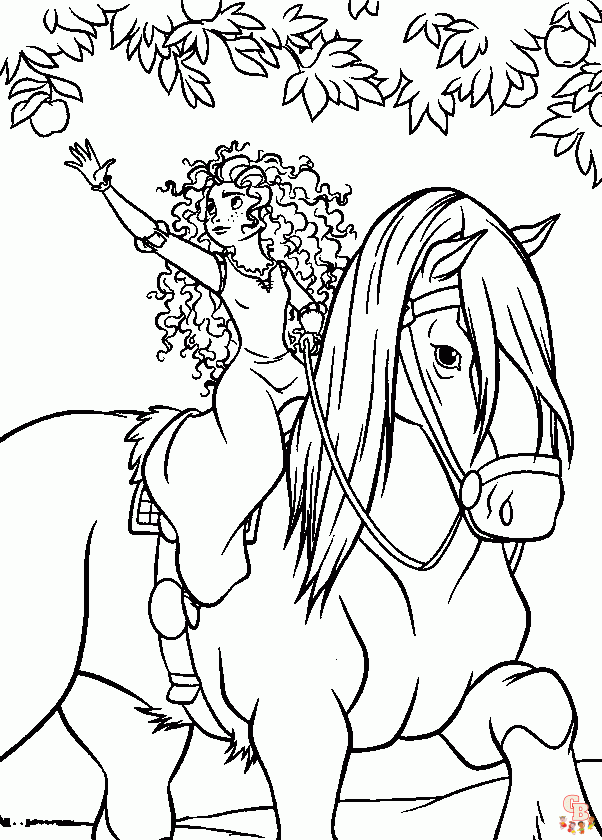 Merida With Angus Coloring Pages 2
