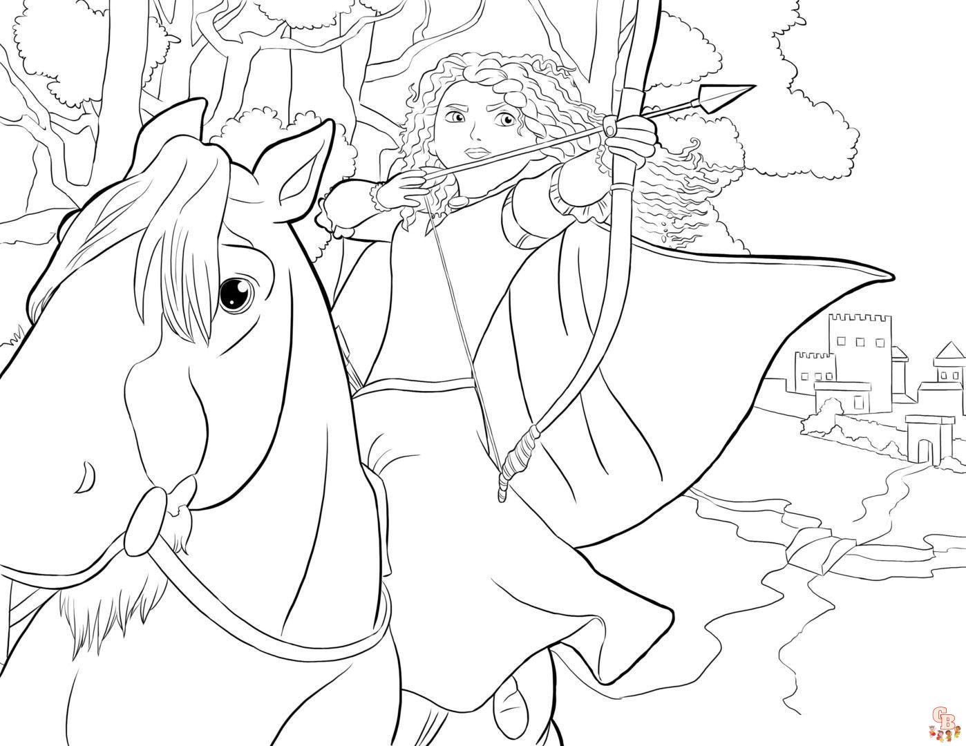 Merida With Angus Coloring Pages 4