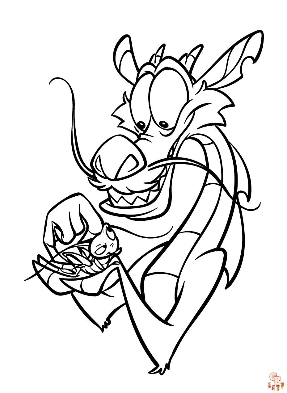 Mushu coloring pages 1